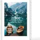 Hongkee 20x30 Frame, Distressed White Wood Style - Display Posters 16 x 24 with Mat or 20x30 without Mat, Wall Mounting Horizontal and Vertical, 1 Pack