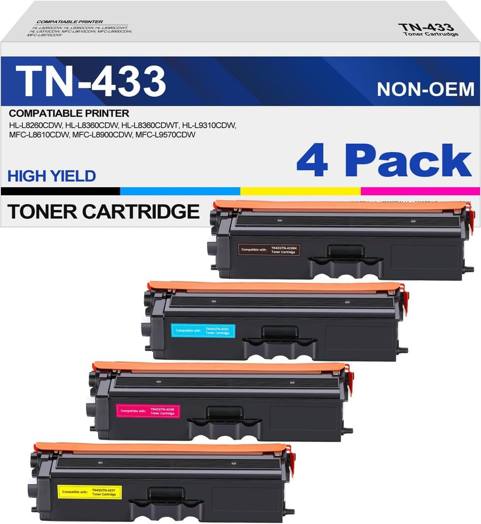 TN433 TN-433 Toner Cartridge Replacement for Brother TN 433 TN-431 for Brother HL-L8260CDW HL-L8360CDW MFC-L8610CDW MFC-L8900CDW HL-L9310CDW Printer