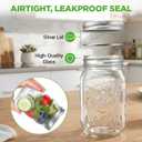 NutriChef 4-Pack 16 oz Mason Jars with Lids - Thick Glass Canning Jars with Stainless Steel Lids - Ideal for DIY Spices, Meal Prep, Overnight Oats, Jelly, Jam, Honey, Candles, Crafts, & More, One Size