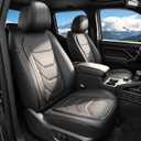 Seat Covers Compatible with 2024 2025 2026 Toyota Tacoma Double Crew Cab Waterproof Leather Seat Protectors for Trucks (2pc Front Only, Black&Grey)