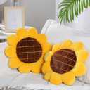Coume 2 Pieces 3D Sunflower Flower Floor Pillow Seating Cushion Mat Sunflower Shaped Throw Pillow Yellow Chair Pads Decorative Plush for Bed Car Couch Chair Sofa Office Girls Gifts(15 Inch)