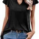 Womens Summer Tank Tops V Neck Waffle Knit Sleeveless Tunic Casual Loose Fit Blouses Shirt Clothes, M