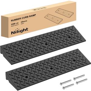 Nilight 3.6" Rise Curb Ramps, Heavy Duty Rubber Driveway Threshold Shed Ramp for Sidewalk Cars Lawn Mower Wheelchairs Motorcycles, 3300lbs Load Capacity