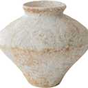 Rustic Farmhouse Textured Ceramic Vase, Handcrafted Distressed White Pottery Flower Vase for Centerpiece, Decorative Vases for Living Room, Kitchen, Bedroom, Office Decor, Gift & Weddings