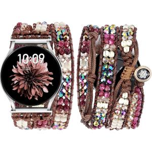 JR.DM Boho Beaded Handmade Braided Bracelet Band Women 20mm Compatible with Samsung Galaxy Watch 7/6/5/4/Active 2/4 Classic/6 Classic/5 Pro/FE 40mm 42mm 43mm 44mm 45mm 46mm 47mm