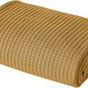 Modern Threads 100% Cotton Waffle Thermal Blanket, Gold, Twin/Twin XL