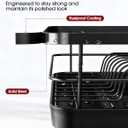 Sakugi Stainless Steel Dish Drying Rack for Kitchen Counter, Sink Organization and Storage Essentials with Silverware & Utensil Holder, Home and Apartment Decor, 12''W x 15.5''L, Black