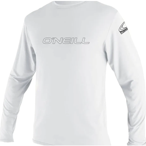 O'Neill Men’s Basic Skins Long Sleeve Sun Shirt, UPF 50+ Sun and Rash Protection for Surfing and All Outdoor Activities, White, Large