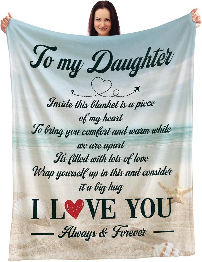 To My Daughter - Forever Love Blanket - Comforting Message from Mom - Warm and Cozy Throw with Heartfelt Sentiment - Ideal for Showing Unending Love and Support to Cherish Always, SIZE: 60x50 Inch