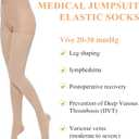 Compression Tights 20-30 mmHg for Women | Closed-Toe Compression Pantyhose Graduated Support Hose for Varicose Veins (X-Large, Beige)