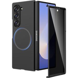 Ruky Magnetic Case for Z Fold 6, with Privacy Screen Protector, Z Fold 6 Case [Compatible with MagSafe], Slim Thin Protective Full Body Phone Cover for Samsung Galaxy Z Fold 6 5G, Black