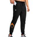 FOGFIRE Mens Fleece Lined Joggers with Zipper Pockets, Water Resistant Winter Sweatpants for Hiking, Running, Gym Black X-Large