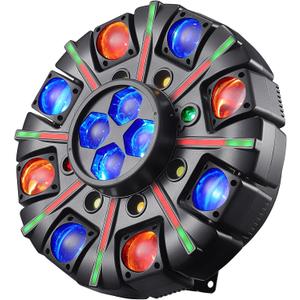 Moving Head DJ Lights for Parties, Disco Lights with Remote Control, 8-Arms 180W RGBW LED DJ Stage Lighting Sound Activated DMX 512 Control for Disco Club Wedding Party World Cup