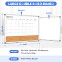 Monthly Calendar Whiteboard Dry Erase Cork Board Combo for Wall, 24" x 18" Double-Sided Calendar White Board and Bulletin Board, Portable Board for Office, Kitchen, School, Home