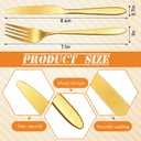 Nuenen 300 Pcs Forks and Knives Stainless Steel Silverware Set 150 Dinner Forks and 150 Knives Flatware Tableware Cutlery Set for Home Restaurant, Mirror Polished, Dishwasher Safe(Gold, Simple)