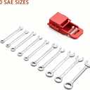 10 x Mini Wrench set, 10-Piece Small Combo Wrench set, Ignition Wrench, Micro&Lightweight, SAE Size: 5/32", 3/16", 13/64", 7/32", 15/64", 1/4", 9/32", 5/16", 3/8", 7/16", with Unique Wrench Organizer (Red)