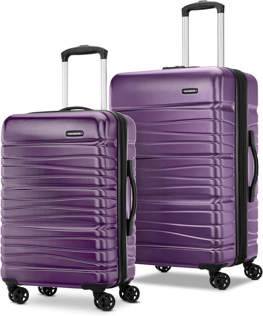 Samsonite Evolve SE Hardside Expandable Luggage with Spinners | Titanium | 2PC SET (Carry-on/Large) (Silver)