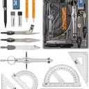 Mr. Pen Geometry Set with 6 Inch Swing Arm Protractor, Divider, Set Squares, Ruler, Compasses and Protractor, 15 Piece Set