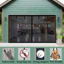 Garage Door Screen 10x9ft for 1 Car, Magnetic Retractable Fiberglass Privacy Mesh Curtain, Weighted Bottom, Kids & Pets Friendly for Garage Carport Patio Porch (Black, for Door Size 10x9ft)