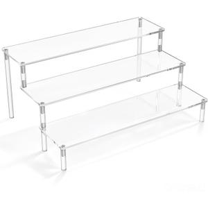 Acrylic Display Risers, Clear Display Risers Stand Small Mini Shelf 3 Tiered Cupcake Stand for Food Desserts Stand Shelves for Party Perfume Organizer Toys Figures Collections Cosmetic Products Tabletop Use