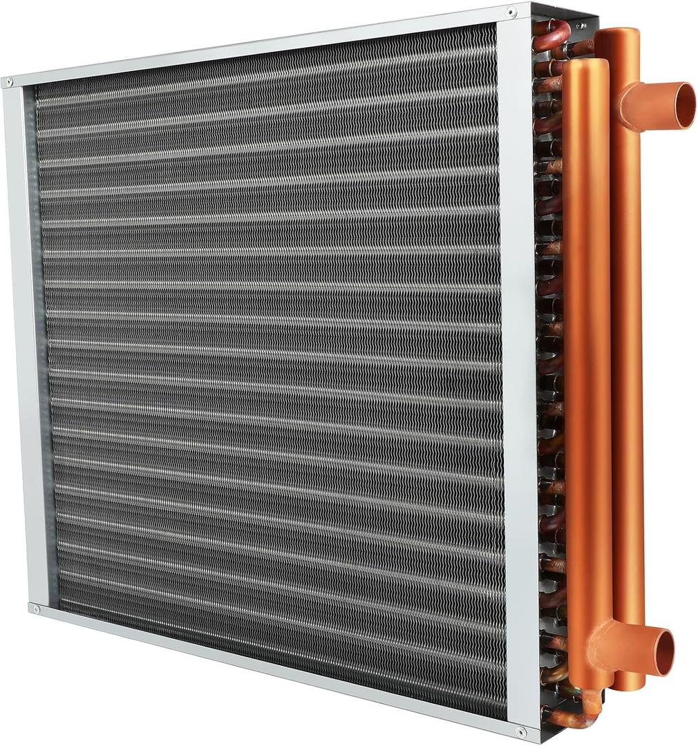 18x18 Heat Exchanger Water To Air With Copper Ports High Heat Energy for Hot Air Wood Furnace Plenum And Hydronic Heating (18X18)