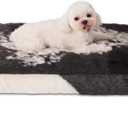 Bedfolks Waterproof Dog Crate Bed,Plush Dog Bed with Removable Washable Cover,Faux Fur Dog Crate Pad for Small Dogs and Cats,Fluffy Dog Kennel Bed 23"x18",Black-White Cowhide