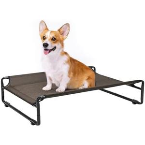 Veehoo Original Outdoor Elevated Dog Bed, Cooling Raised Dog Cot for Medium Dogs, Portable Standing Pet Hammock Platform with Washable Breathable Mesh, No-Slip Feet, Medium, Brown, CWC2201