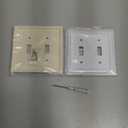 Pure White Decorative Outlet Covers Wall Plates, Bamboo Fiber Light Switch Covers, Natural Material Electric Receptacle Switch Plate Outlet Cover of various styles (2 Gang Toggle 2 Pack)