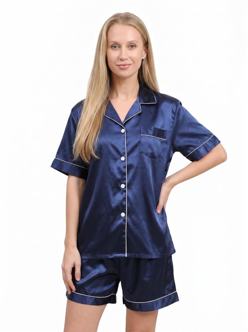 Jecery 2 Pcs Matching Pajamas for Women Man Women XL Blue Everything (Blue, L)