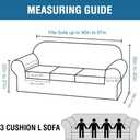 H.VERSAILTEX High Stretch Sofa Slipcover 4 Piece Cover Velvet Furniture Protector Form Fit Thick Velvet Extra Large Sofa Cover for 3 Cushion Couch Width Up to 97 Inch (Large Sofa, Ivory)