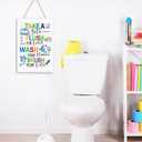 2 x Funny Shark Theme Kids Bathroom Wood Plaques Wall Decor, Take Flush Wash Brush Blue Shark Bathroom Wooden Hanging Sign for Toilet Washroom Front Door Wall Decor 12'' L x 8'' W