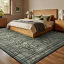 10x14 Area Rugs for Living Room, Green Washable Non-Slip Large Carpet