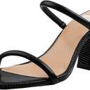 BCTEX COLL Women's High Heeled Sandal Two Strap Square Toe Slip on High-heeled Sandal High Heel Sandal Comfortable for Women 9.5