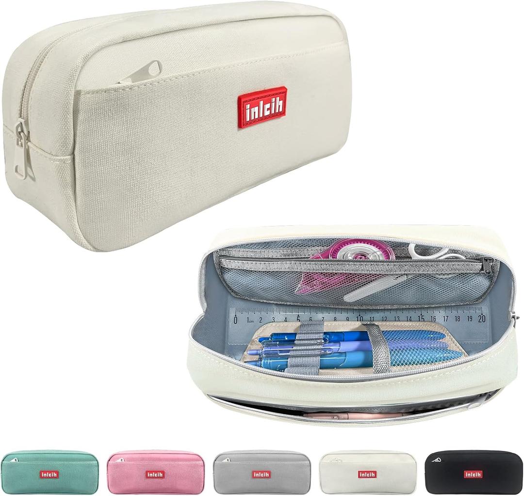 3 x Pencil Case Large Capacity pencil pouch cute pencil case stationery supplies pencil bags School Supplies for Student Teen Girs Boys (white)