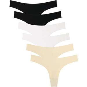Wealurre Women's Microfiber Low Rise No Show Thong Pantie (L)