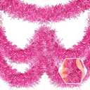 25 Feet Christmas Foil Fringe Banner Metallic Tassle Garland Metallic Backdrop Parade Floats Shiny Hanging Ceiling, Valentine's, Wedding, New Year Party Decorations(4" x 25', Pink)