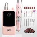GAOY Rechargeable Cordless Nail Drill for Beginners, Electric Nail File with 12 Drill Bits and Sanding Band Set for Acrylic and Gel, Pink