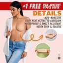 Rita Adhesive Bra Sticky Invisible Strapless Push-Up Silicone Bra for Backless Dress + Non-Adhesive Nipple Covers (Nude, D) (Teal)
