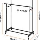 Calmootey Double Rod Clothing Garment Rack,Rolling Hanging Clothes Rack,Portable Clothes Organizer for Bedroom,Living Room,Clothing Store,Black