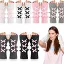 Berlune 6 Pairs Arm Warmers Kawaii Sleeves Cute Y2k Harajuku Japanese Style for Women Girls Lolita Costume School, 6 Colors