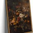 Framed Vintage Floral Wall Art，Gothic Moody Dark Flower Art Prints Painting，Victorian Canvas Fall Otanical Pictures Decor for Living Room Bedroom Diningroom 16x24 inch