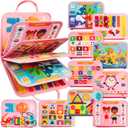 Clever Fox Play Busy Book for Toddlers 1-3 Year-Old  Baby Busy Board Book  Montessori Felt Activity Board for Learning Fine Motor Skills, Car Airplane Travel Toy  Birthday Gift for Girls Ages 1+ (Pink)
