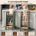 COSYLAND Adjustable Toddler Standing Tower (NO Backing Board) - Super Stable Toddler Step Stool with 4 Stabilizing Blocks - 3 Levels Height Adjustable Kids Kitchen Stool Helper (Natural & Green)