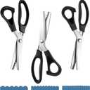 3 Sizes Pinking Shears for Crafting and Paper Cutting, 3mm, 5mm, 7mm Scalloped Scissors, 9.3'' Zig Zag Scissors Handheld Serrated Jagged Dressmaking Supply for Leather Fabric Craft Paper