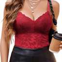 Avidlove Lace Bralette for Women V Neck Camisole Lingerie Spaghetti Strap Tube Slim Tank Top (XX-Large, Wine Red)