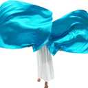 Wuchieal 51'' * 45'' rectangle Worship Flags, silk like Prophetic Worship Banner Praise Flags with Scalable Rods 1 pairs (Light blue)