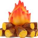 ABOOFAN LED Fake Campfire Lamp Battery Powered Artificial Fire Fake Flame with Realistic Log Flameless Candle for Halloween Christmas Campfire Party Decorations