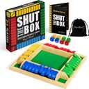 Classic Original Shut The Box Game, Math Dice Board Game for Family Night Classroom Travel, Wooden Table Top for Group Kid Adult Senior, Camp Party, Easy Quick and Fun, 2-4 Players,  8.7in