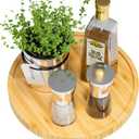 Lazy Susan Organizer, 9 Inch Non-Skid Bamboo Lazy Susan for Table Storage Napkin Holder Vase, Wood Turntable for Kitchen Countertop Organizer (9" x 9" x 1.5", Beige)