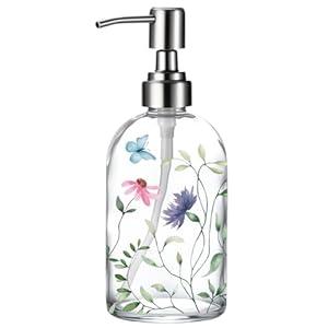 Simple Glass Soap Dispenser with Rust Proof Pump,Kitchen Dish soap Dispenser for Kitchen Shower